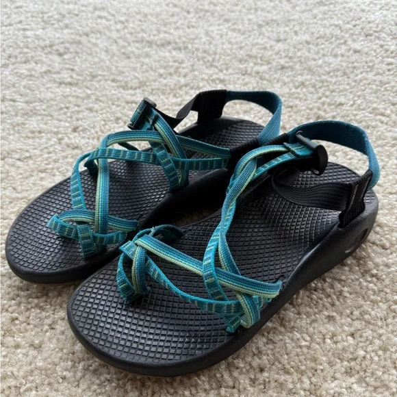 Chaco Blue and Black Adventure Sandals Strappy Design - Picture 1 of 3
